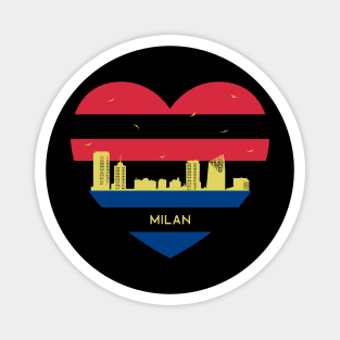 Italy City Skyline cityscape Heart Shape Birds Flying Milan Magnet